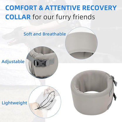Dog Neck Brace for Pet After Surgery Recovery Adjustable Breathable Neck Cervical Cone，Dog Cone Collar Recovery Head Cone for Small Medium Dogs Puppies Kittens with Spinal IVDD Lssues (Gray,L)