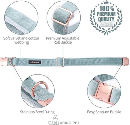 ARING PET Dog Collar and Leash, Velvet Dog Collar and Leash Set, Soft & Comfy, Adjustable Collars for Dogs Medium