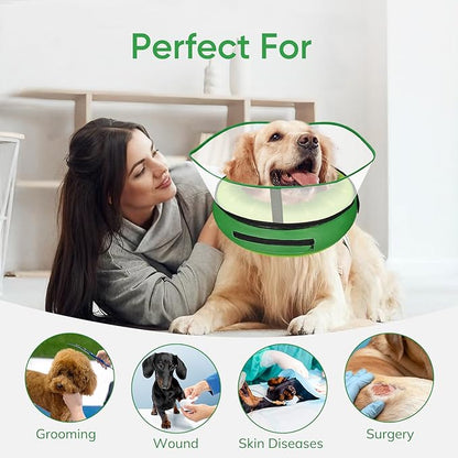 Supet Raised Inflatable Dog Cone After Surgery - Adjustable Recovery Donut Collar with Removable Shield to Stop Licking Wounds & Protect Stitches - Soft Dog Cone Alternative for Small Dogs (Kiwi,S)