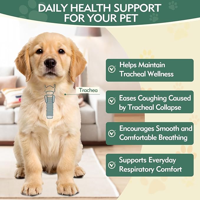 Yakucho Trachea Support for Dogs, Herbal Respiratory Supplement for Small Dogs, Supports Smooth Breathing & Throat Comfort, Daily Airway Support for Coughing Dogs, Chicken Liver Flavor - 4 oz