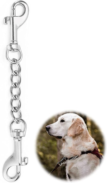 MOZETO Dog Collar Safety Clip, Stainless Steel Heavy Backup for Prong Collar, Dog Harness Collar Leash Connector (7 inches)