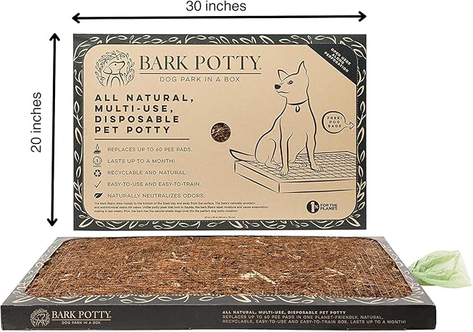 Bark Potty Large Dog Potty Training Box - Disposable, Long-Lasting Pee Pad Litter Replacement - Leak Resistant, Multi-Use, Odor Control, Indoor/Outdoor Toilet Tray