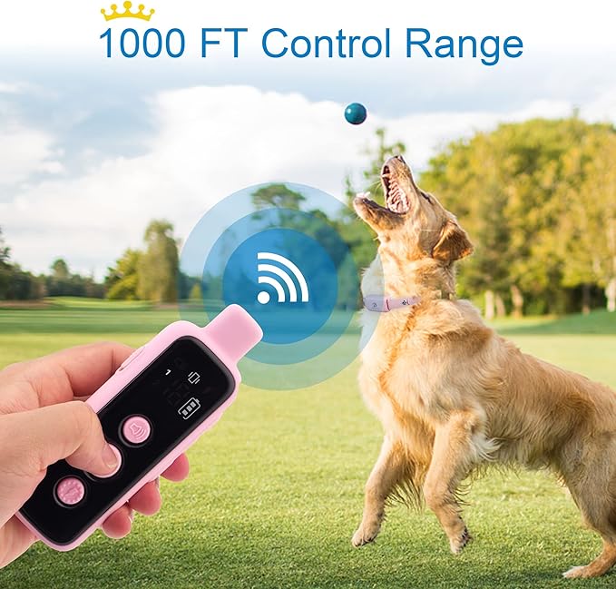 Bousnic Dog Shock Collar for 2 Dogs - (8-120lbs) Waterproof Rechargeable Electric Dog Training Collar with Remote for Small Medium Large Dogs with Beep Vibration Safe Shock Modes(Pink)