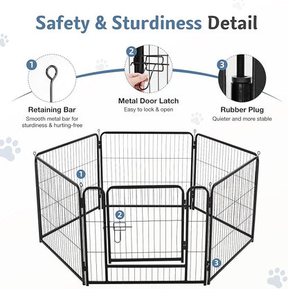 DUMOS Dog Playpen Indoor, Metal 24 Inch 6 Panels Foldable Pet Fence with Door, Outdoor Small Medium Large Dog Puppy Portable Exercise Play Pen for RV Camping, Trips, Play Yard
