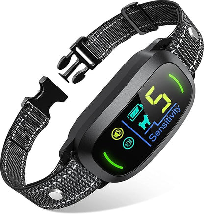 Dog Bark Collar, FAFAFROG Rechargeable Smart Collar, Anti Barking Training Collar with 5 Adjustable Sensitivity Beep Vibration Shock, Bark Collar for Large Medium Small Dogs (Black)