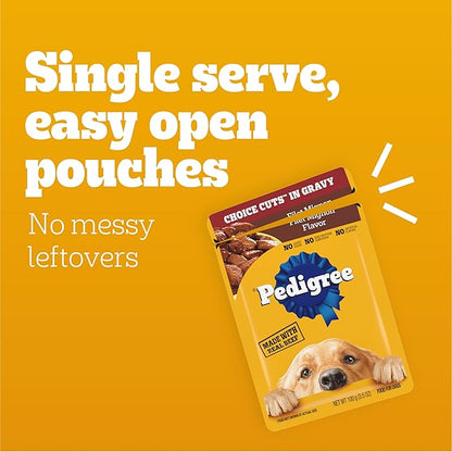Pedigree Choice Cuts in Gravy Wet Dog Food, Adult Soft Wet Dog Food, Variety Pack, 3.5 oz. Pouches, 18 Count