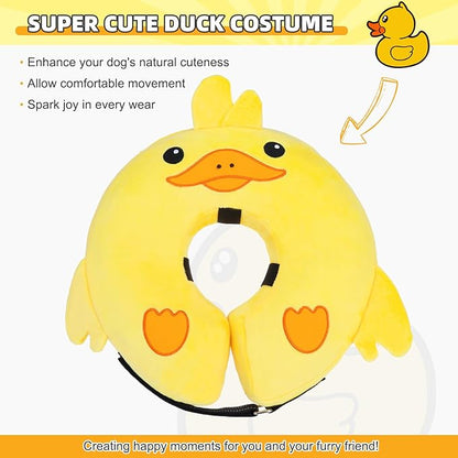 KOOLTAIL Inflatable Dog Cone Collar, Soft Donut E Collar for Dogs After Surgery to Stop Licking Enhanced Alternative, Blow Up Pet Neck Pillow Recovery Adjustable Cone for Dog Cat, Upgrade Size, Duck L