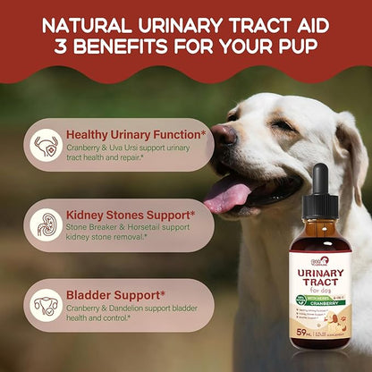 100% Pure Urinary Tract for Dog Drops, Herbal Blend Support Healthy Urinary Function, Kidney Stones Support & Bladder Support. 2oz