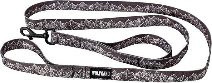 Wolfgang Heavy Duty Dog Leash, Pull-Tested to Over 800 lbs for Walking & Training, WolfMountain Print, Dual-Handle Large