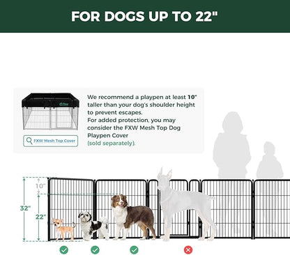 FXW Homeplus Unleashed Indoor Dog Playpen - Stress-Free and Safe Play, Heavy Duty 32 Inch 12 Panels with Connectors (Pack of 2) for Puppy and Small Dogs, Black│Patented