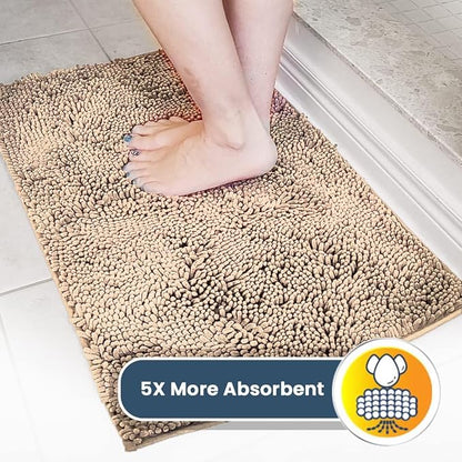 Muddy Mat® | Super Absorbent Door Mat Indoor, Microfiber Quick Dry Chenille Entryway Rug, Non-Slip Front Door Mat, Indoor Mats for Entryway, Machine Washable Pet Rug, Beige 24"x120"