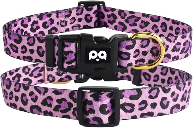 QQPETS Adjustable Soft Dog Collar: Print Flower Pink Multicolor Cute Patterns for XS Small Medium Large Pet Girl Boy Puppy Walking Running Training