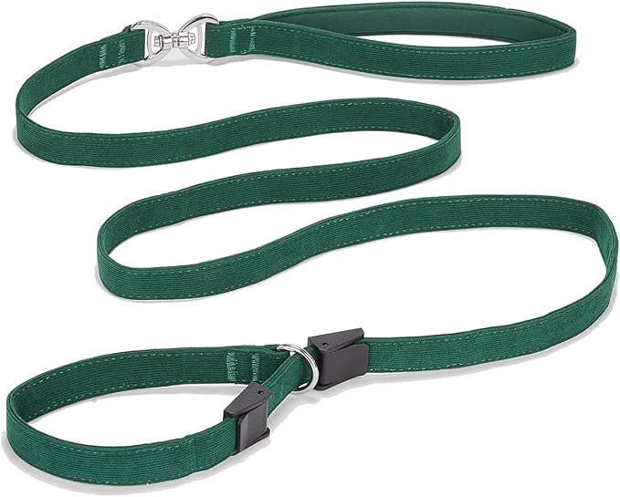 Slip Lead Dog Leash,Soft Corduroy 6 FT Dog Training Leash for Medium Large Dogs,No Pull Slip Leash and Collar with Padded Handle,Dark Green