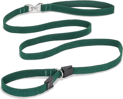 Slip Lead Dog Leash,Soft Corduroy 6 FT Dog Training Leash for Medium Large Dogs,No Pull Slip Leash and Collar with Padded Handle,Dark Green