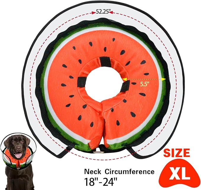 MRSOHRET Dog Cone, Dog Surgery Collar, Inflatable Cones for Small Medium Large Dogs, Watermelon Dog Recovery Collar, Does not Impede Vision
