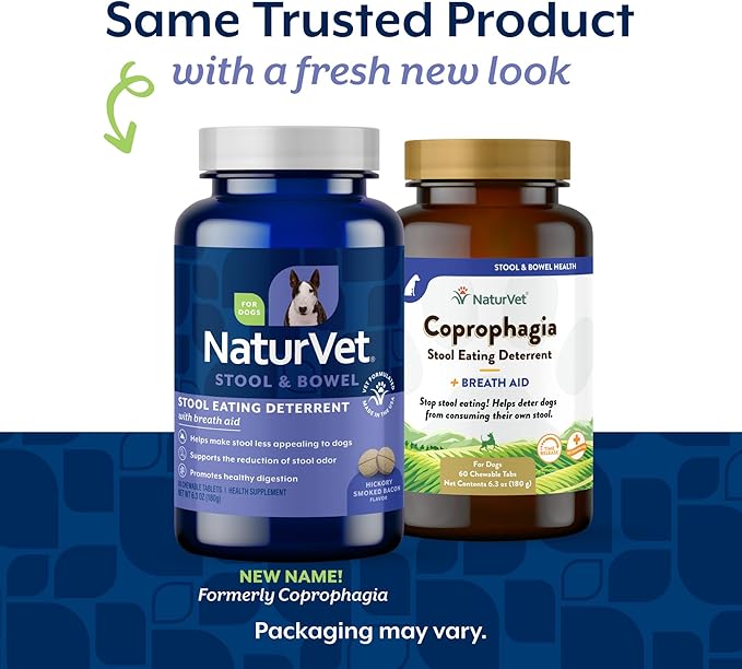 NaturVet – Coprophagia Stool Eating Deterrent Plus Breath Aid | Deters Dogs from Consuming Stool | Enhanced with Breath Freshener, Enzymes & Probiotics | 60 Chewable Tablets