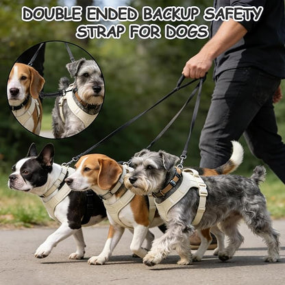 YUEPET Dog Safety Collar Clips 2 Pack Adjustable Prong Collar Backup Clips Reflective Double Ended Backup Clasp Leash Connector for Dog Harness to Collar Safety Clip(Trapezoid Black*2)