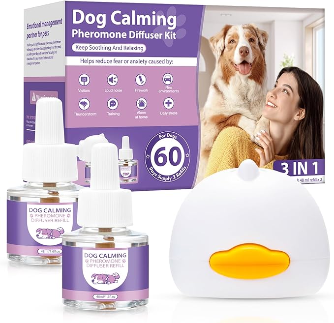 3 in 1 Advanced Kit Appeasing Pheromone Diffuser to Calm Pet for Anxiety Relieve Relief Reduce Aggression Fighting Stress Dog Pheromones Calming Diffuser