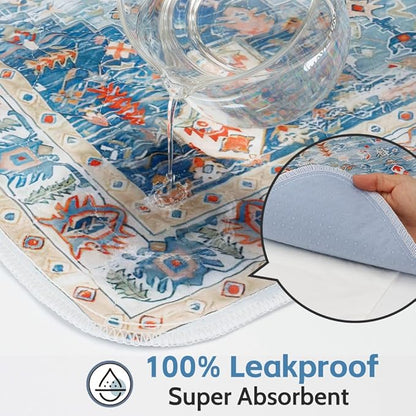 Washable Pee Pads for Dogs 2 Pack Reusable Puppy Training Pads 24"x18" Super Absorbent Waterproof Dog Training Pads, Non-Slip Potty Pads Whelping Pads Litter Mat Pet Supplies - Blue/Mix