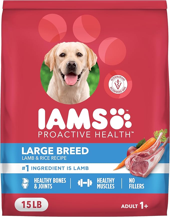 IAMS Proactive Health Large Breed Dry Dog Food, Adult Dry Dog Food for Large Breeds, Lamb & Rice Recipe, 15 lb. Bag