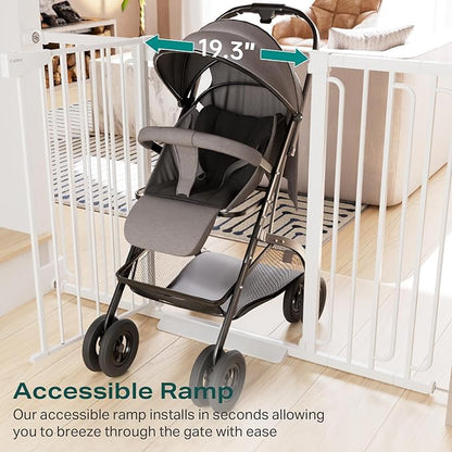 Cumbor 36" Extra Tall Baby Gate for Stairs, 29.7-57" Extra Wide Dog Gate for Doorways Hallways, Pressure Mounted Child Gate for Wide Opening, Auto Close Personal Safety for Babies and Pets, White