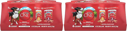 Purina ONE Tender Cuts in Gravy Chicken and Brown Rice,and Beef-and Barley Entrees Wet Dog Food Variety Pack - 13 oz. Cans,(Pack of 4)
