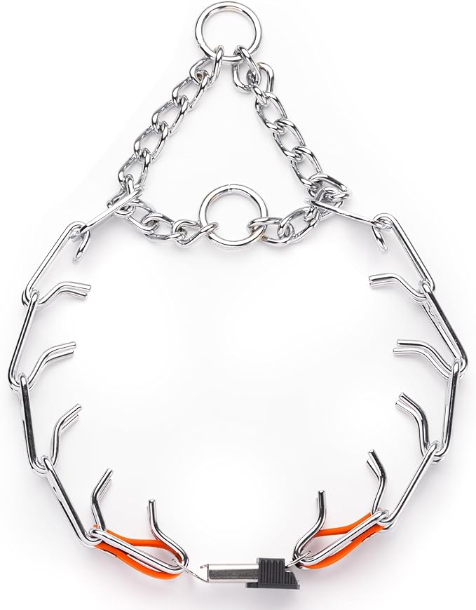 Herm Sprenger Chrome Plated Steel Dog Collar with Quick Release ClicLock Buckle O-Ring Biothane Insert Training Collar Made in Germany (Hunter Orange, 25in x 4.0mm(Neck Size up to21-22in))
