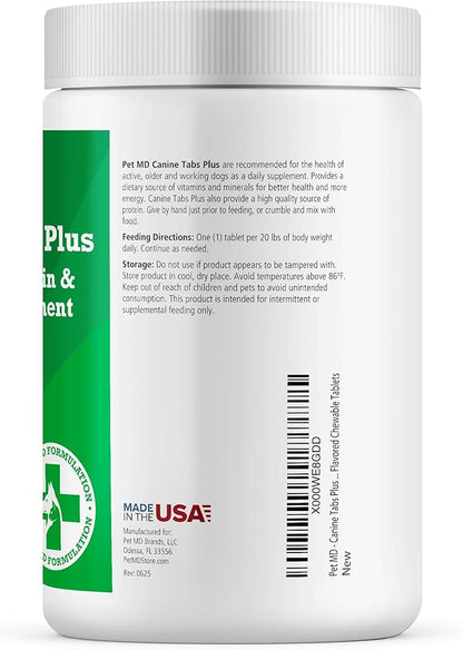 Pet MD - Canine Tabs Plus 365 Count - Advanced Multivitamins for Dogs - Natural Daily Vitamin and Mineral Nutritional Supplement - Liver Flavored Chewable Tablets
