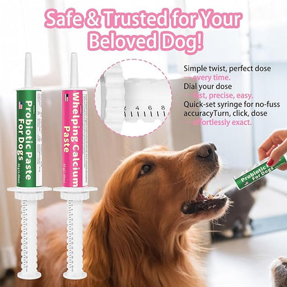 4 in 1 Whelping Kit for Dogs - Whelping Calcium Paste, Probiotic Paste, Fading Puppy Support & Puppy Milk Replacer - Essential Dog Whelping Supplies for Safe Delivery, Strong Puppies & Nursing Support