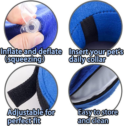 Inflatable Dog Cone Collar After Surgery, Soft Dog Neck Donut Collar, Blow up Donut E-Collar for Small Medium Large Dogs and Cats, Dogs Recovery Cone Alternative
