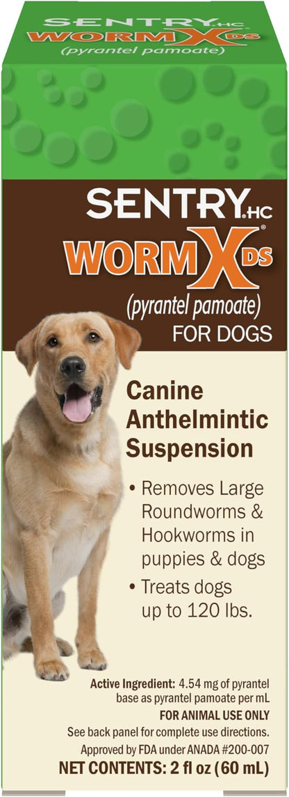 WORM X PLUS 7 Way De-Wormer Liquid for Dogs, 2 oz Canine Anthelmintic Suspension for Dogs Up to 120 lbs (pyrantel pamoate)