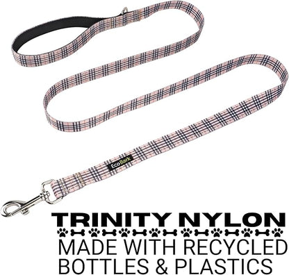EcoBark Dog Leash - Soft & Reflective Comfort Leash with Padded Handle - Strong Durable Heavy Duty - Training and Pulling for Small, Medium or Large Dogs (Tan Plaid)