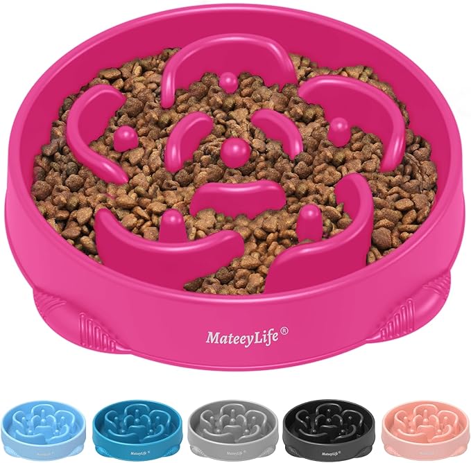MateeyLife Large Slow Feeder Dog Bowls, Anti-Choking Puzzle Dog Food Bowls, Anti-Slip Interactive Feeding Slow Down Eating, Bloat Stop Maze Dishes for Large Breeds 4 Cups Purple