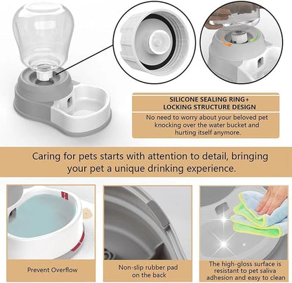 STALTWO 1 Gallon Automatic Dog Water Dispenser, Premium Large Capacity Gravity Pet Water Bowl with Non-Slip Mat for Multiple Pets, BPA-Free Cat Water Feeder for Large Dogs, Refill Less Often, Grey