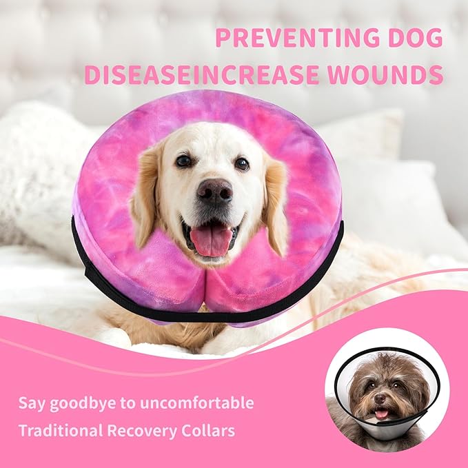 Inflatable Dog Recovery Collar, Dog Cone Collar for After Surgery, Prevent Dogs from Biting & Scratching Wound E-Collars to Help with Healing Soft Pet Recovery Collar Does