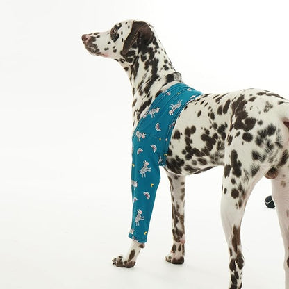ROZKITCH Dog Leg Protector for Front Right Left Leg, Pet Prevent Licking Wound Elbow Knee Protector, Dog Recovery Suit Cone Collar Alternative for Sprain ACL CCL Arthritis Joint Care Zebra XXS