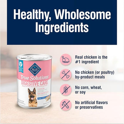 Blue Buffalo True Solutions Digestive Care Wet Dog Food for Adult Dogs,Made with Natural Ingredients,Chicken,12.5-oz. Cans,(Pack of 24)