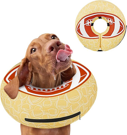 Inflatable Dog Cone Collar to Stop Licking, Soft Neck Donut Collar After Surgery, Adjustable Recovery Cone for Small Medium Large Dogs (Rugby,XL)