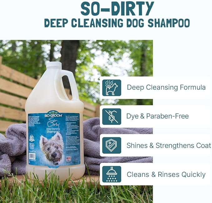Bio-Groom So-Dirty Dog Shampoo - Quick Rinse Pet Shampoo, Dog Bathing Supplies, Puppy Wash, Dog Grooming Supplies, Cruelty-Free, Made in USA, Shampoo for Smelly Dogs - 5 Gallons