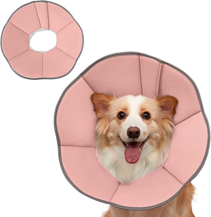MAXFUT Dog Cone Collar,Soft Cone for Dogs to Stop Licking After Surgery,Non Inflatable Dog Donut Cone (Pink, XXL)