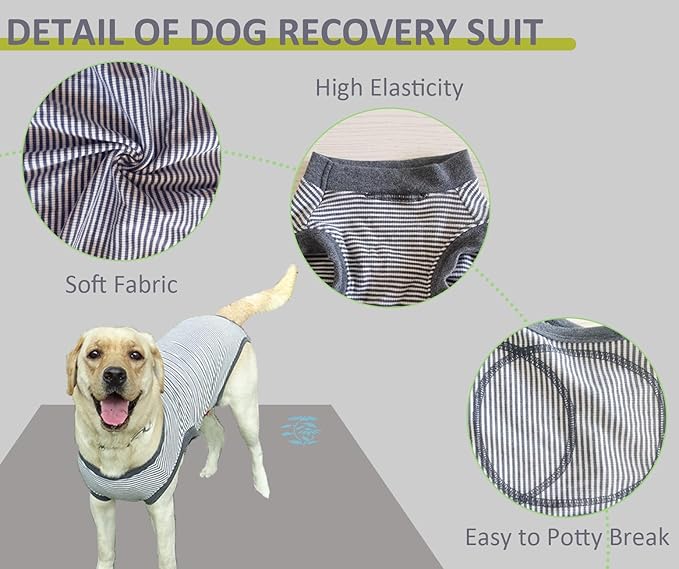 Dog Recovery Suit, Large Dog Surgical Neuter Suit, Surgery Recovery Shirts for Male Neuter, Puppy Spay Bodysuit Female, Anti Licking Breathable Sleeveless Onesie, Gray, L