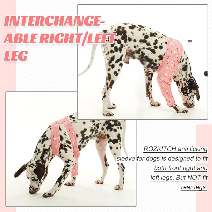 ROZKITCH Leg Sleeve for Dogs Front Leg Right Left Leg, Pet Prevent Licking Wound Elbow Knee Protector, Dog Recovery Suit Cone Collar Alternative for Sprain ACL CCL Arthritis Joint Care Rabbit M