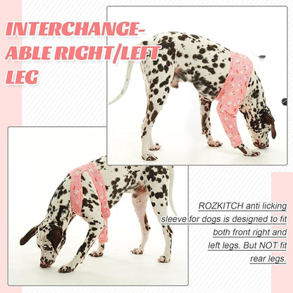 ROZKITCH Leg Sleeve for Dogs Front Leg Right Left Leg, Pet Prevent Licking Wound Elbow Knee Protector, Dog Recovery Suit Cone Collar Alternative for Sprain ACL CCL Arthritis Joint Care Rabbit M