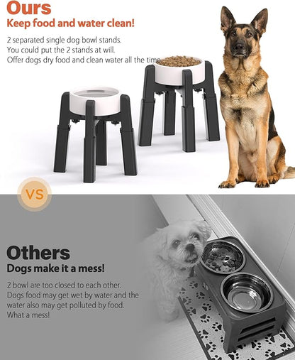 CZPET Dog Bowl Stand with Adjustable Height and Width [2 Pack, Stand Only], Elevated Pet Water & Food Bowl for Medium and Large Pets, Stable and Anti-Slip Raised Bowl