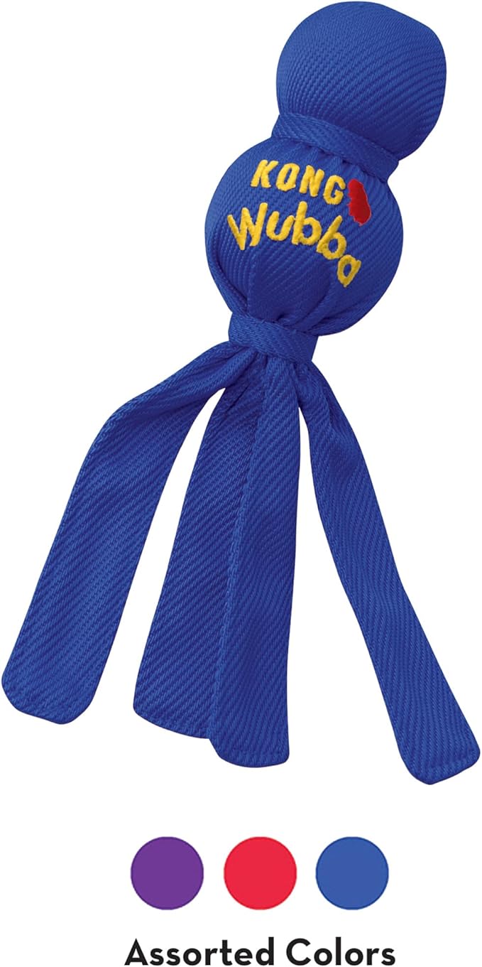 KONG Wubba Dog Toy 2 Pack – Durable Interactive Tug & Toss Toy with Reinforced Nylon, Floppy Tails for Fetch, Shake & Squeaky Play (Small, 2 Pack)