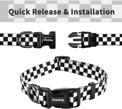 Ihoming Puppy Collar and Leash Set for Daily Outdoor Walking Running Training, Chess Board Design for Extra Small Boys Girls Dogs Cats Pets, XS-Up to 10LBS