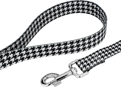 Country Brook Petz - Houndstooth Everyday Dog Collar and Leash - Sports and Athletics Collection Featuring Spirited Designs (5/8 Inch, Small)