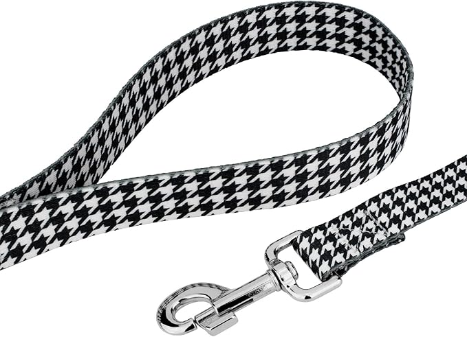 Country Brook Petz - Houndstooth Everyday Dog Collar and Leash - Sports and Athletics Collection Featuring Spirited Designs (1/2 Inch, Extra Small)