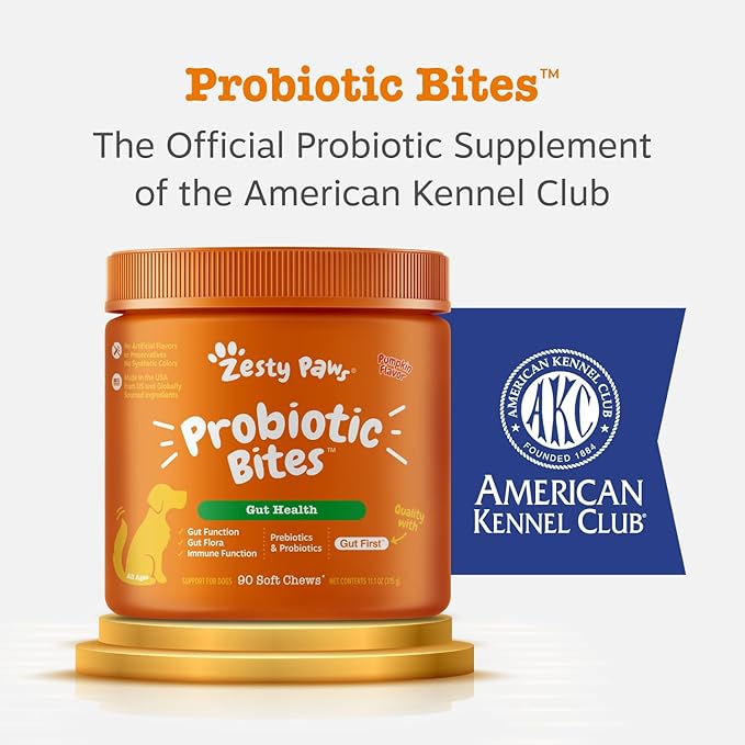 Zesty Paws Probiotics for Dogs, Digestive Enzymes Gut Flora, Digestive Health, Diarrhea & Bowel Support, DE111, Dog Probiotics Soft Chew for Pet Immune System, Chicken, 50 Ct