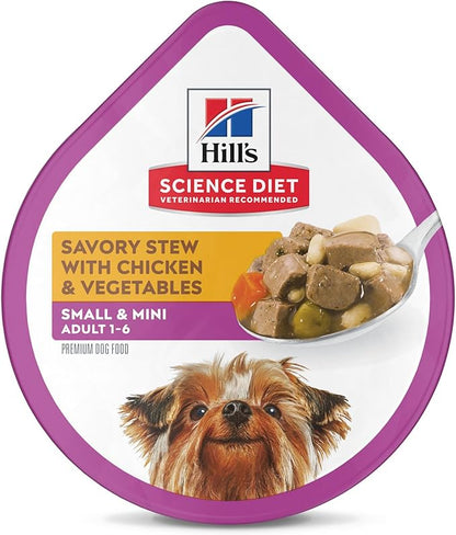 Hill's Science Diet Adult 1-6 Small & Mini Wet Dog Food, Chicken & Vegetables, 3.5 oz. Trays, 12-Pack